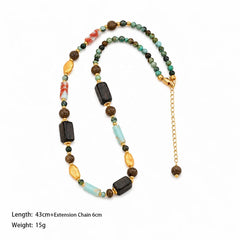 Women Brown Green Natural African Turquoise Jasper Copper Beads Necklace Fashion Vintage Charms in Stock Jewelry for Female