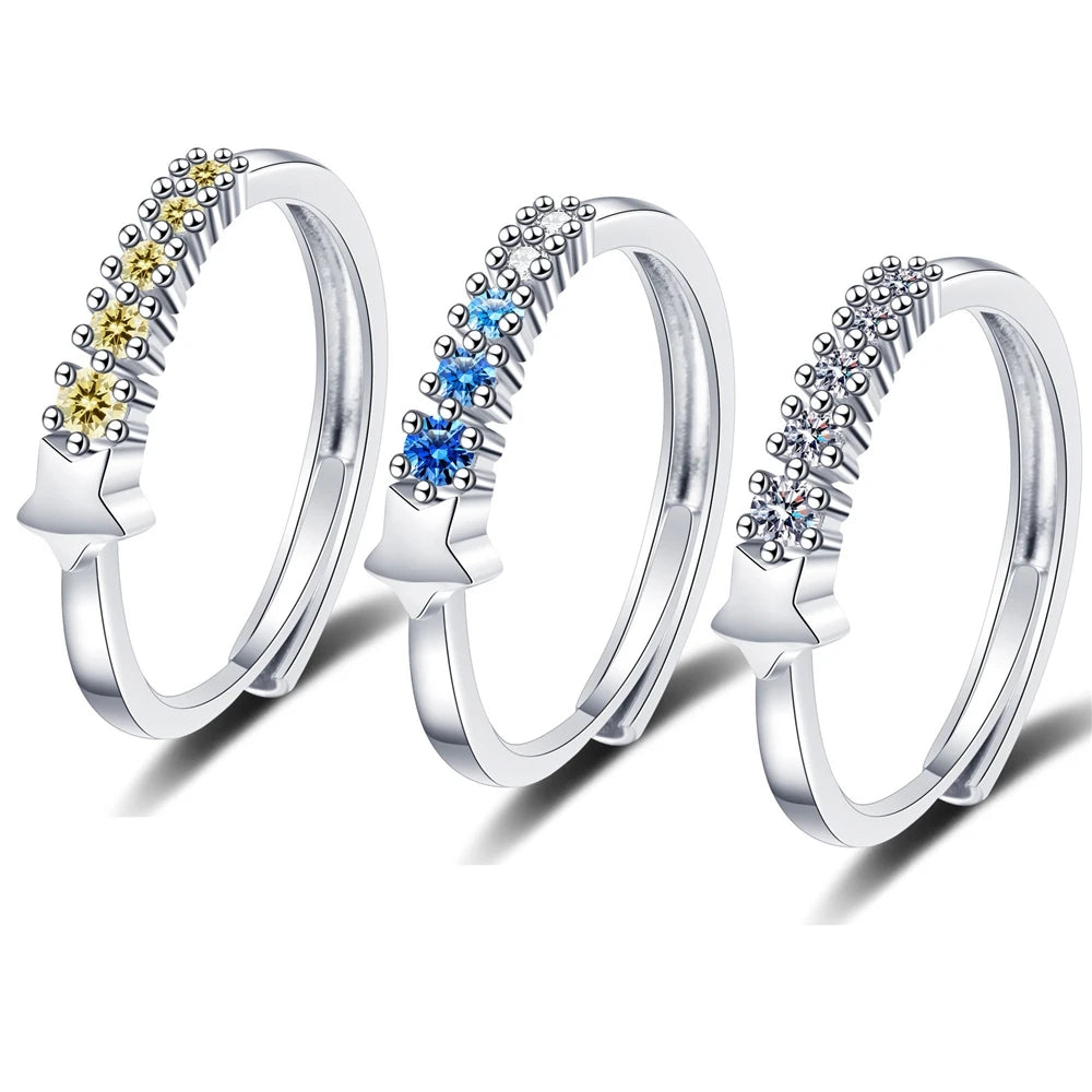 Hot Sale Small Five-pointed Star Zircon Rings Glitter Dainty Simple Fashionable Jewelry Rings Women Gift Accessories Wholesale
