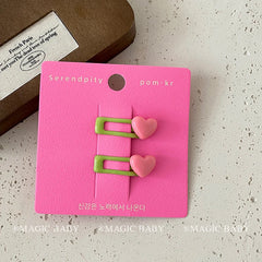 Cute Chic Simple Snap Hair Clips 5cm Heart-Shaped Candy Colors Baby Girls' Fashion Accessories Alloy Material for Party