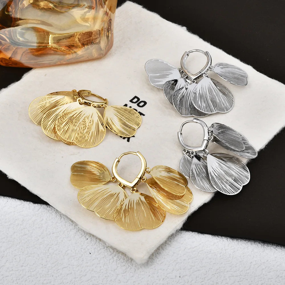 Female Tassel Earrings Women Super Fairy Hollow Metal Petal Earrings Fashionable Design Luxury High-end Elegant Earrings New