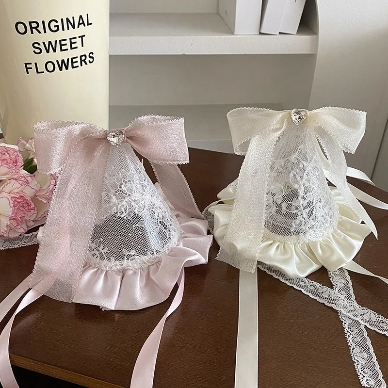 Female Sweet Ribbon White Pink Bowknot Birthday Hair Clips Fashion Elegant Sparking Bulk in Store Hairpins Accessories for Prom