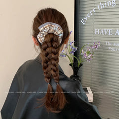 Women Color Blocked Plaid Scrunchies Headbands Hiar Clips Accessories Set Trendy Elegant Wholesale in Stock for Women Kids Daily