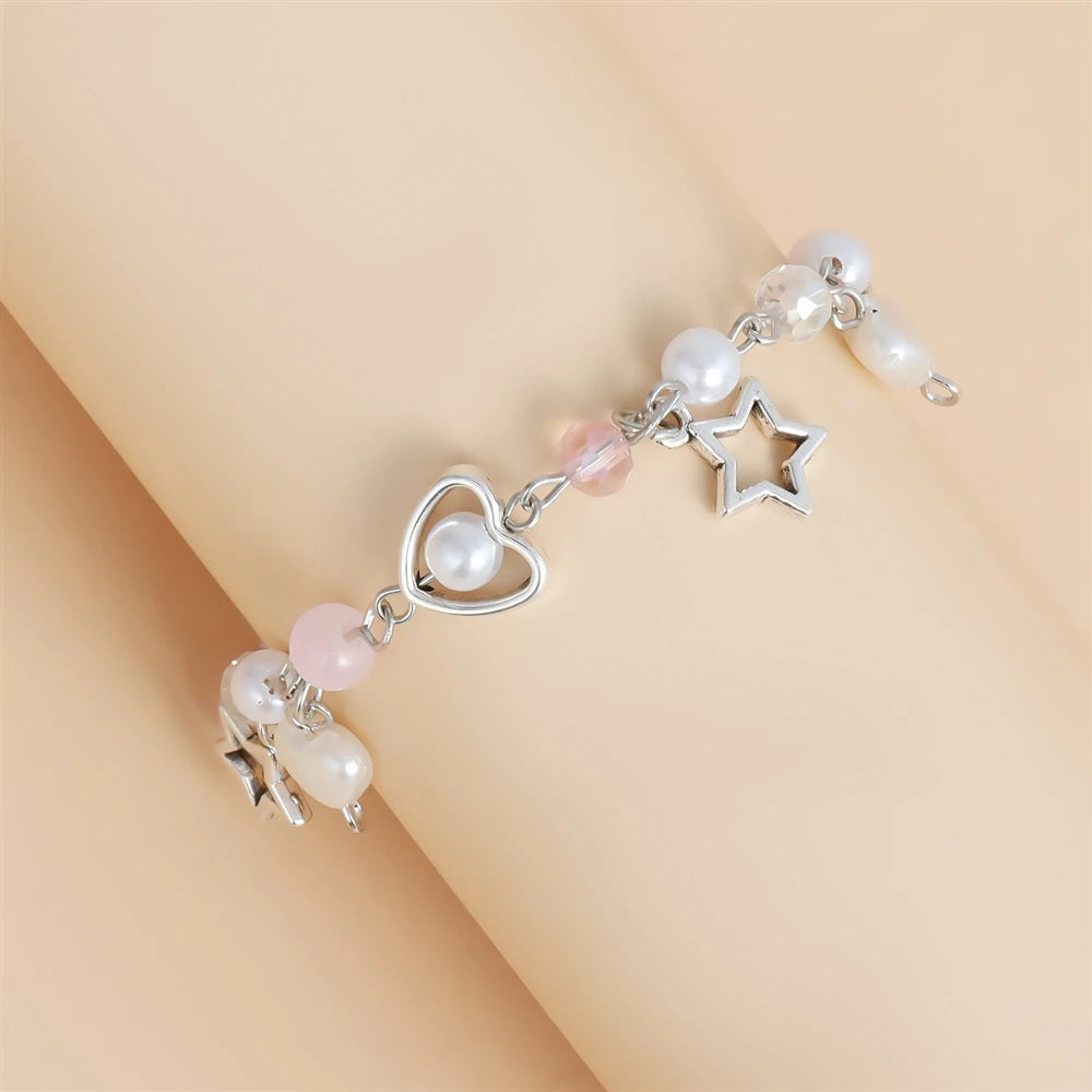 Fashion Sweet Star Imitation Pearl Bracelets for Girls Glamorous Kawaii Cute Refined Jewelry for Women Ladies Accessories