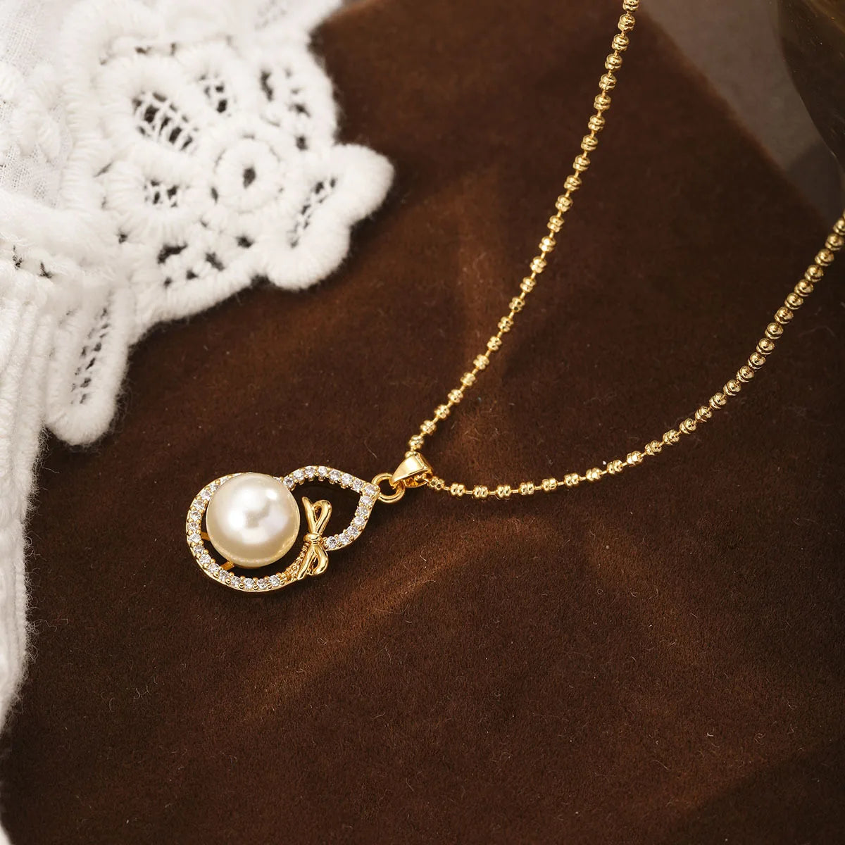 Women Copper Zircon Shell Beads Necklace Fashion Elegant Factory Price Low MOQ in Stock Jewelry for Female Daily Causal Party