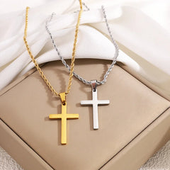 Cross Twist Chain Necklace Stainless Steel Non-fading Men Cross Pendant Necklace Casual Fashionable Women's Jewelry Accessories