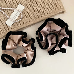 Fashion Lustrous Trendy Flowers Scrunchies for Girls Satin Luxurious Hair Ties Elegant for Women Ladies Hair Accessories Chic