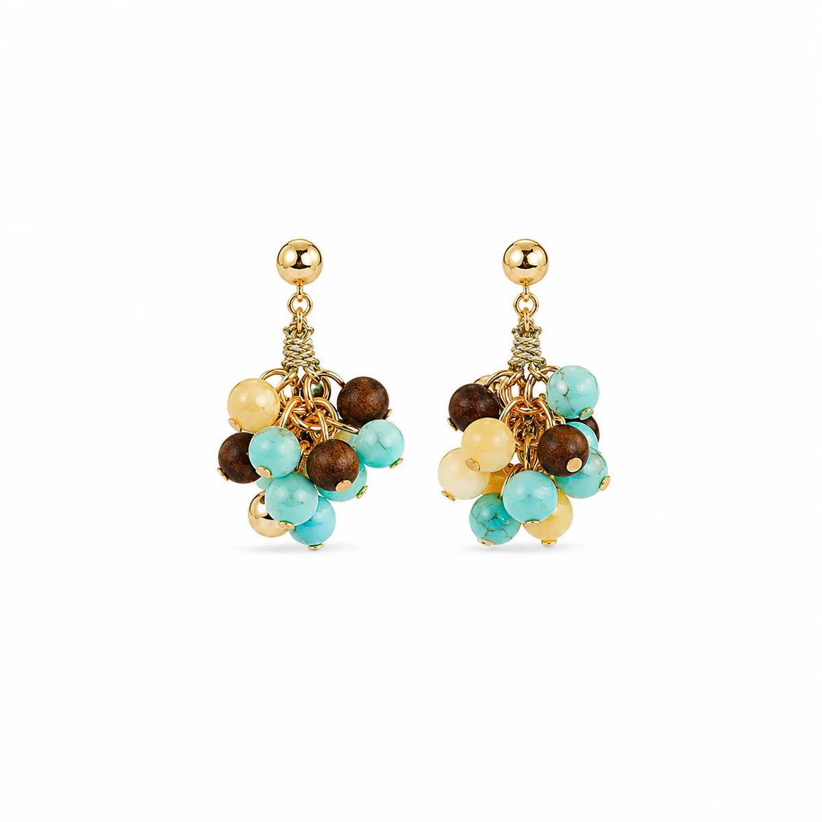 Fashion Natural Stone Tiger Eye Stone Turquoise Drop Earrings for Girls Beads Boho Jewelry for Women Ladies Wholesale Bulk