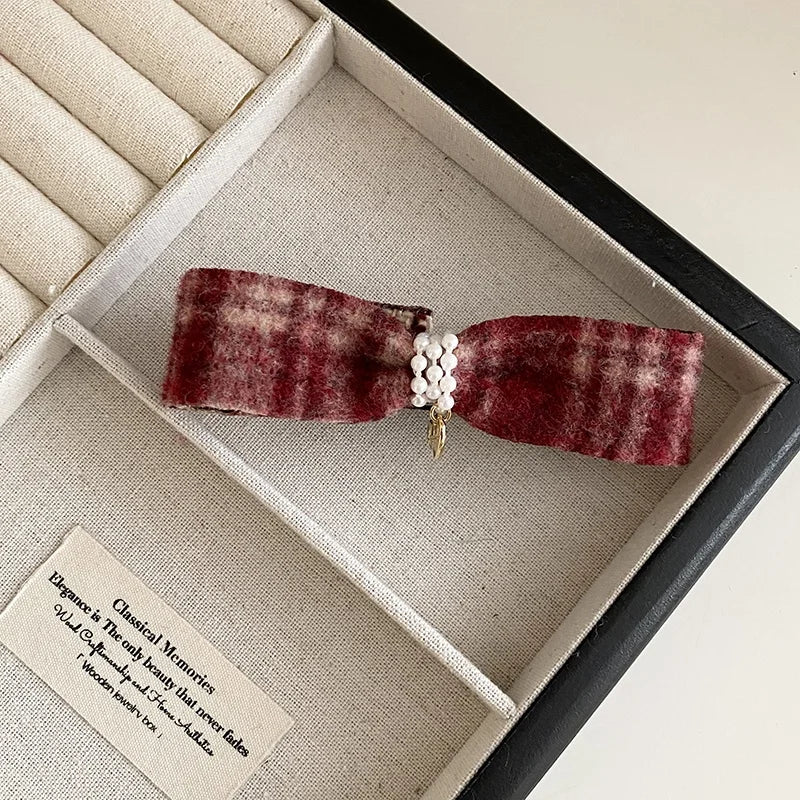 Fashion Plaid Trendy Bowknot Hair Clips for Girls Sweet Cute Classic Barrettes for Women Lady Hair Accessories in Stock Vintage
