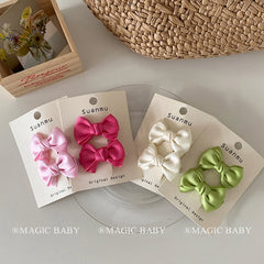 Girly Aesthetic Small Bowknot Solid Color Alligator Sweet Fashion Cute Wholesale in Stock Hairpins Accessories for Kids Children