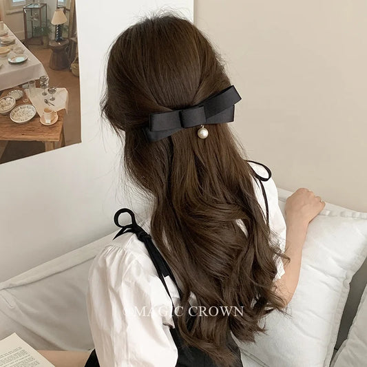 2025 Hot Sale Elegant Chic Hair Accessories for Women & Girls Classic Simple Black Snap Hair Clips Alloy & Fabric for Parties