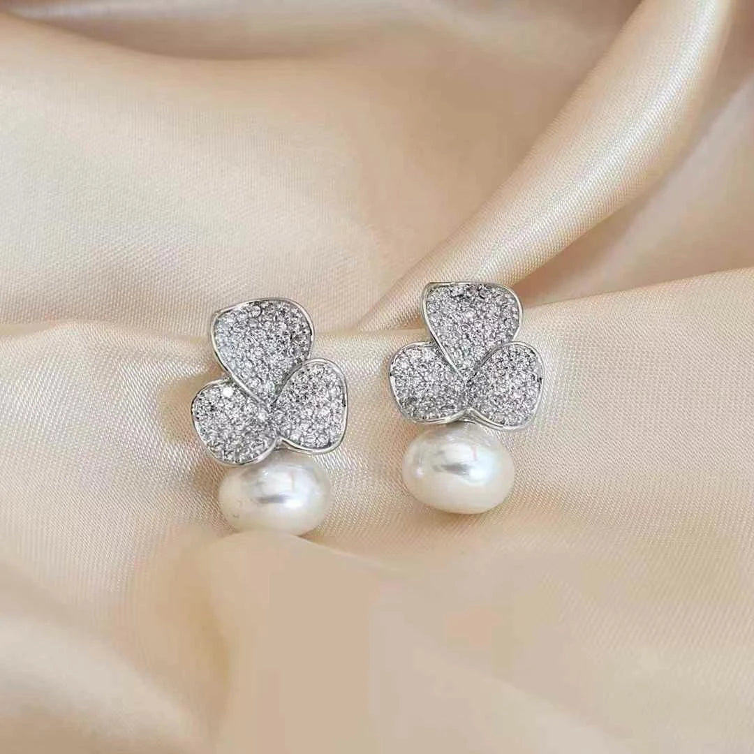 Ladies Heart Rhinestone Imitation Pearl Medium Drop Earring Fashion Elegant Affordable High Quality Daily Jewelry Accessories