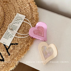 Women Hot Sale Acetate Sweet Trendy Hair Claw Clips Small Simple Heart Shape High Quality Bulk Hair Clamp Accessory for Daily