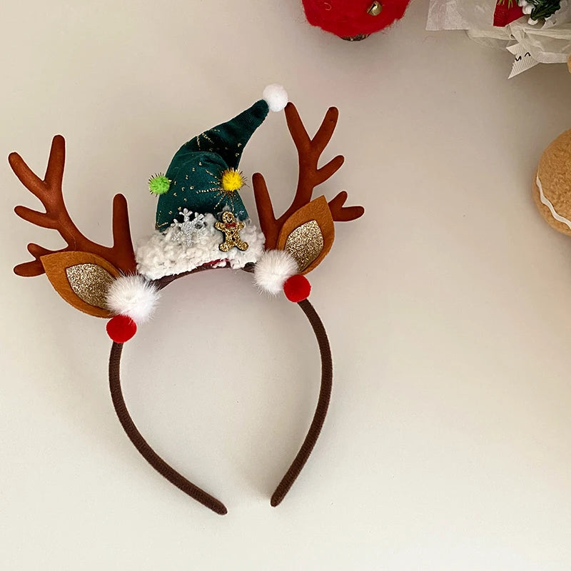 2025 Christmas Classic Deer Santa Claws Hair Band for Baby Girls Cute Sweet Head Band for Kids Children Hair Accessories Chic