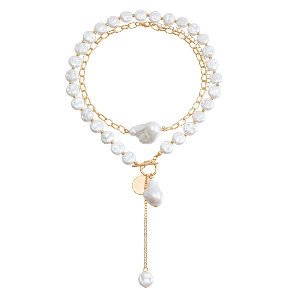 Fashion Baroque Imitation Pearl Elegant Necklaces for Girls Sweet Trendy Stylish Vintage Jewelry for Women Ladies Accessories