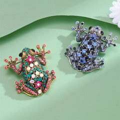 Fashion Glitter Rhinestone Animals Frog Brooches for Girls Stylish Trendy Pins Jewelry for Women Ladies Accessories Wholesale