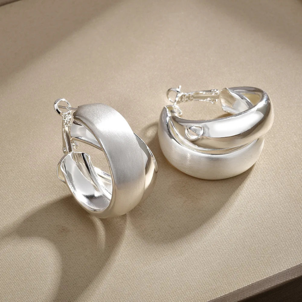 Fashion Women's Hoop Earrings Geometric Circle Retro Style Cross Wide Earrings Elegant Luxury Simple Chic Earrings Wholesale