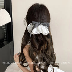 Bowknot Large Solid Color Plaid Hair Clips Grace Stylish New Design Handmade Hair Claws for Women Daily Street Use Accessories
