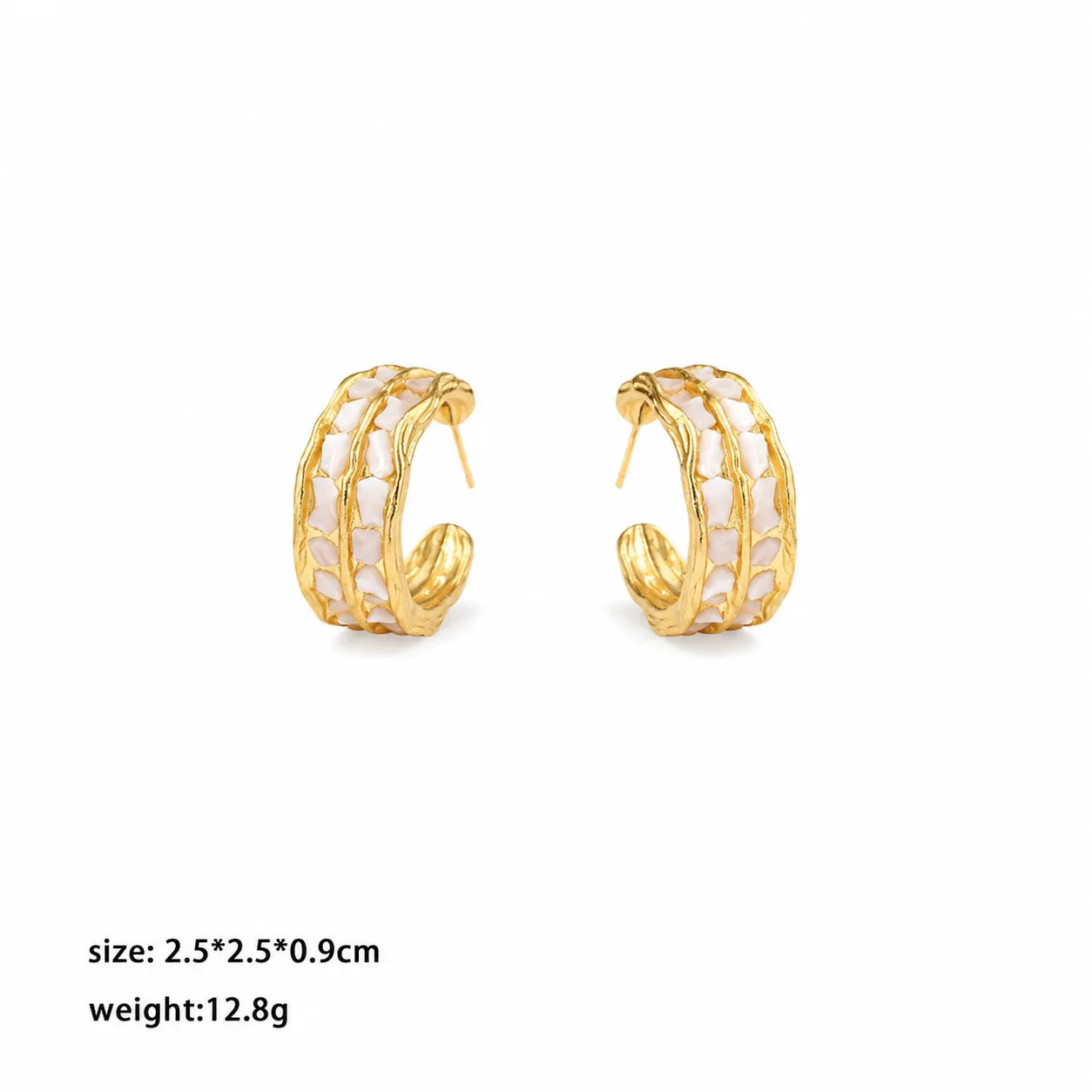 Fashion Crushed Shell S925 Silver  Classic Trendy Hoop Earrings for Girls Stylish Jewelry for Women Ladies Wholesale Bulk