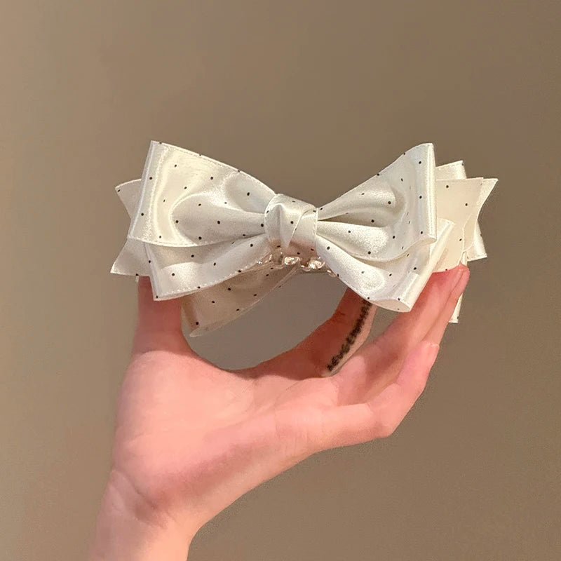 Fashion Princess Style Bowknot Polka Dot Hair Clips for Girls Sweet Trendy Banana Clips for Women Ladies Hair Accessories Chic