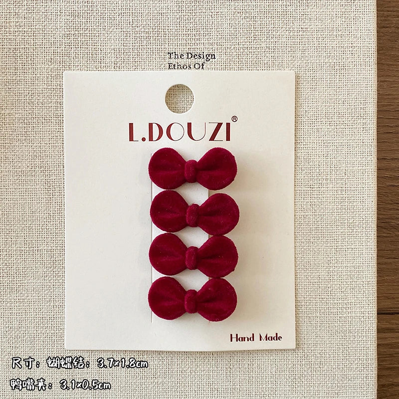 Fashion New Year Velvet Bowknot Hair Clips for Baby Girls Chic Classic Alligators for Kids Children Hair Accessories in Stock