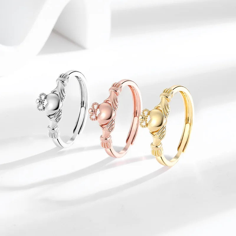 Magic Crown Women's Heart-shaped Crown Rings Niche Design Light Luxury European American Style Hot Sale Fashion Accessories Bulk
