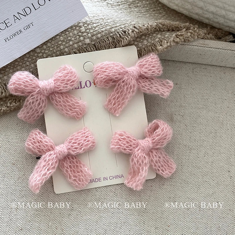 Solid Color Classic Bowknot Hair Clips for Baby Girls Cute Kawaii Fashion Alligators for Kids Children Hair Accesaories in Stock