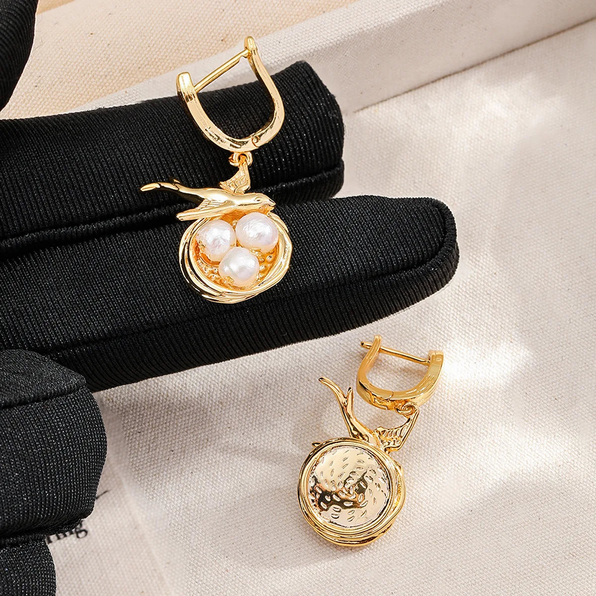Women Gold 18k Gold-plated Freshwater Pearl Bird Necklace Earring Rings Factory Price Charms Fashion Jewelry Sets for Female