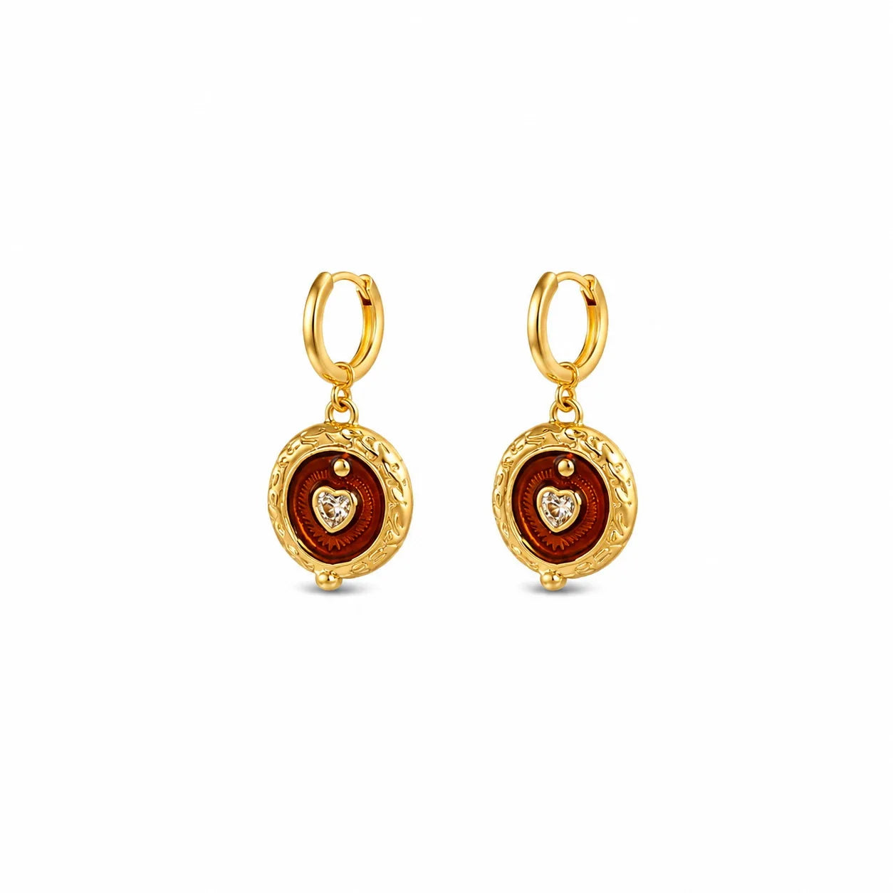 Female Red Brown Irregular Shape Zircon 18k Gold-plated Earring Elegant Fashion Vintage Low MOQ in Stock Jewelry for Women Daily