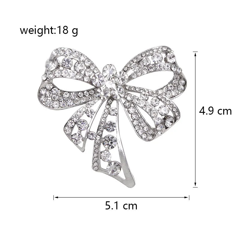 Fashion Bowknot Rhinestone Glitter Trendy Brooches for Girls Sweet Cute Elegant Jewelry for Women Ladies Accessories Wholesale