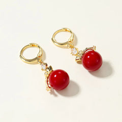 Fashion Sweet Elegant Red Dainty Hoop Earrings for Girls Bowknot Butterfly Jewelry for Women Ladies Accessories Art Deco Charms