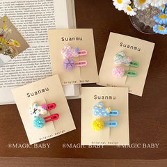High Quality Kids Cartoon Candy Color Small Alligator Hairpins Sweet Cute Fabric Accessory for Children's Daily Use Wholesale