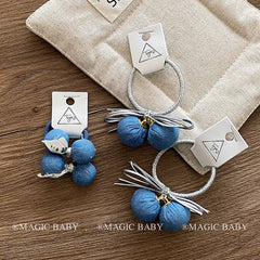 Sweet Cute Bowknot Ball Scunchies for Baby Girls Fashion Chic Elegant Hair Ties for Kids Children Hair Accessories in Stock