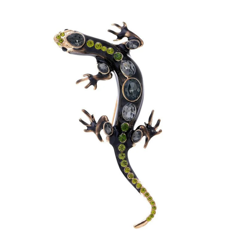 Fashion Glitter Animals Gecko Reptile Brooches for Girls Stylish Trendy Pins Jewelry for Women Ladies Accessories Wholesale
