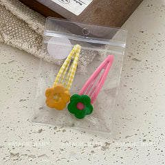 Minimalistic Plaid Flower Snap Hair Clips for Baby Girls Cute Sweet Kids Hair Accessories Made of Alloy Stock