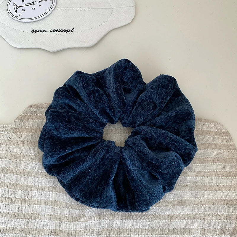 Women Solid Color Velvet X-Large Thick Thin Hair Scrunchies Fashion Vintage Elegant Bulk Order in Stock Hair Ties Accessories