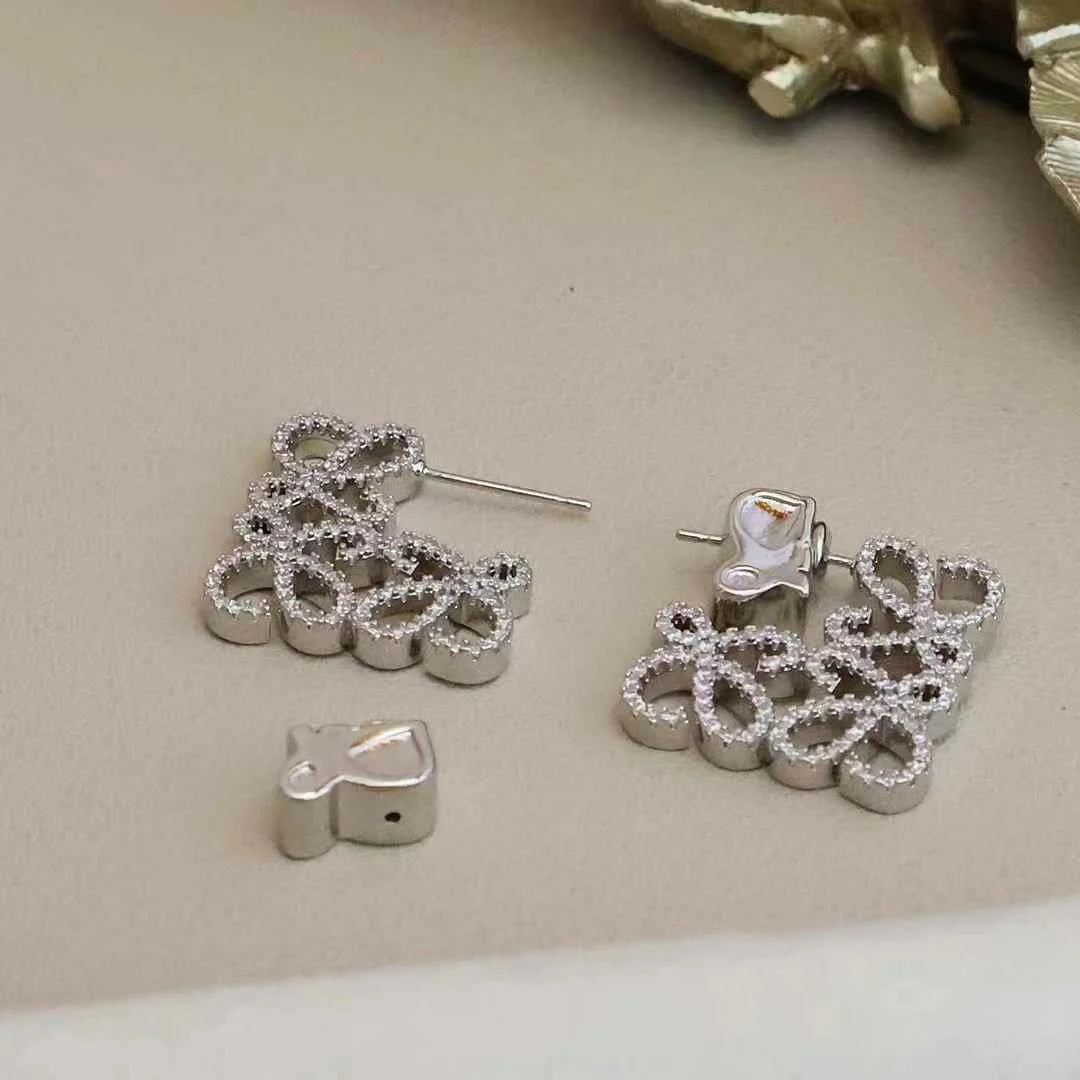 Female New Design Square Shape Small Stud Earring Fashion Chic Stylish Glitter High Quality Bulk Jewelry Accessories for Causal