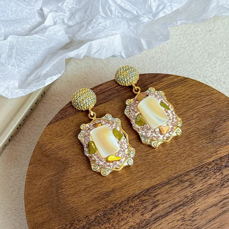 Fashion S925 Silver White Mother of Pearl Blue Pyrite Chips Jewelry Sets for Girls Sweet Earring Necklaces for Women Ladies