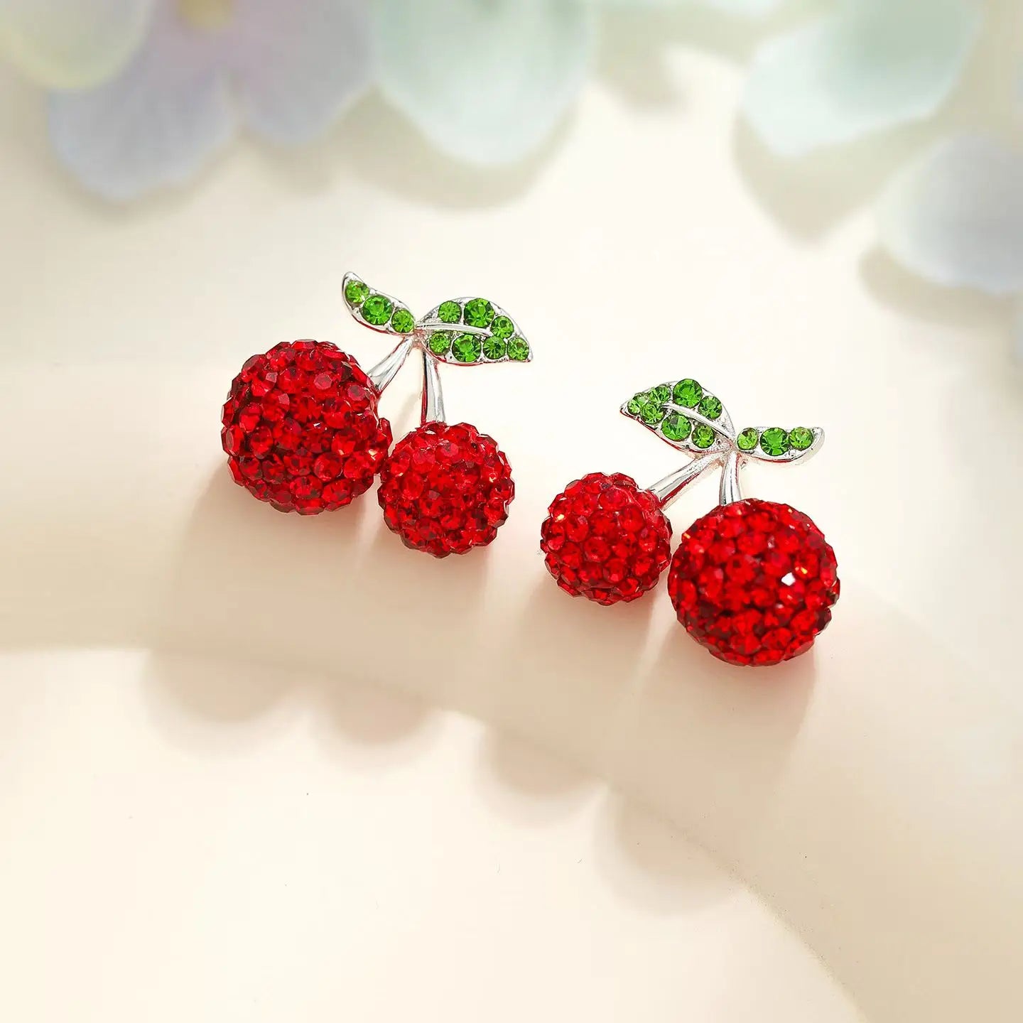 Fashion Trendy Bowknot Fruits Cherry Stud Earrings for Girls Sweet Cute Charms Glamorous Jewelry for Women Ladies Accessories