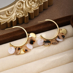 Fashion Classic Simple Copper White K Plated Acrylic Hoop Earrings for Girls Jewelry for Women Ladies Wholesale China Factory