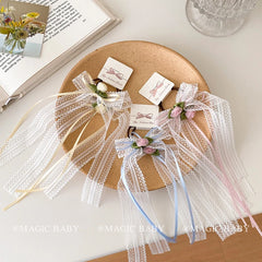 Sweet Ribbon Flower High Elastic Scrunchies for Baby Girls Cute Fashion Hair Ties for Kids Children Hair Accessories in Stock