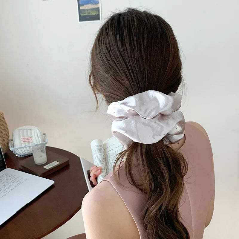 Fashion Satin Lustrous Simple Scrunchies for Girls Minimalistic Solid Color Hair Ties for Women Ladies Hair Accessories Chic