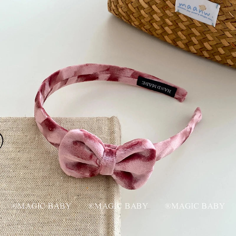 Bowknot Velvet Solid Color Princess Style Head Band for Baby Girls Kawaii Luxurious Hair Band for Kids Child Hair Accessories