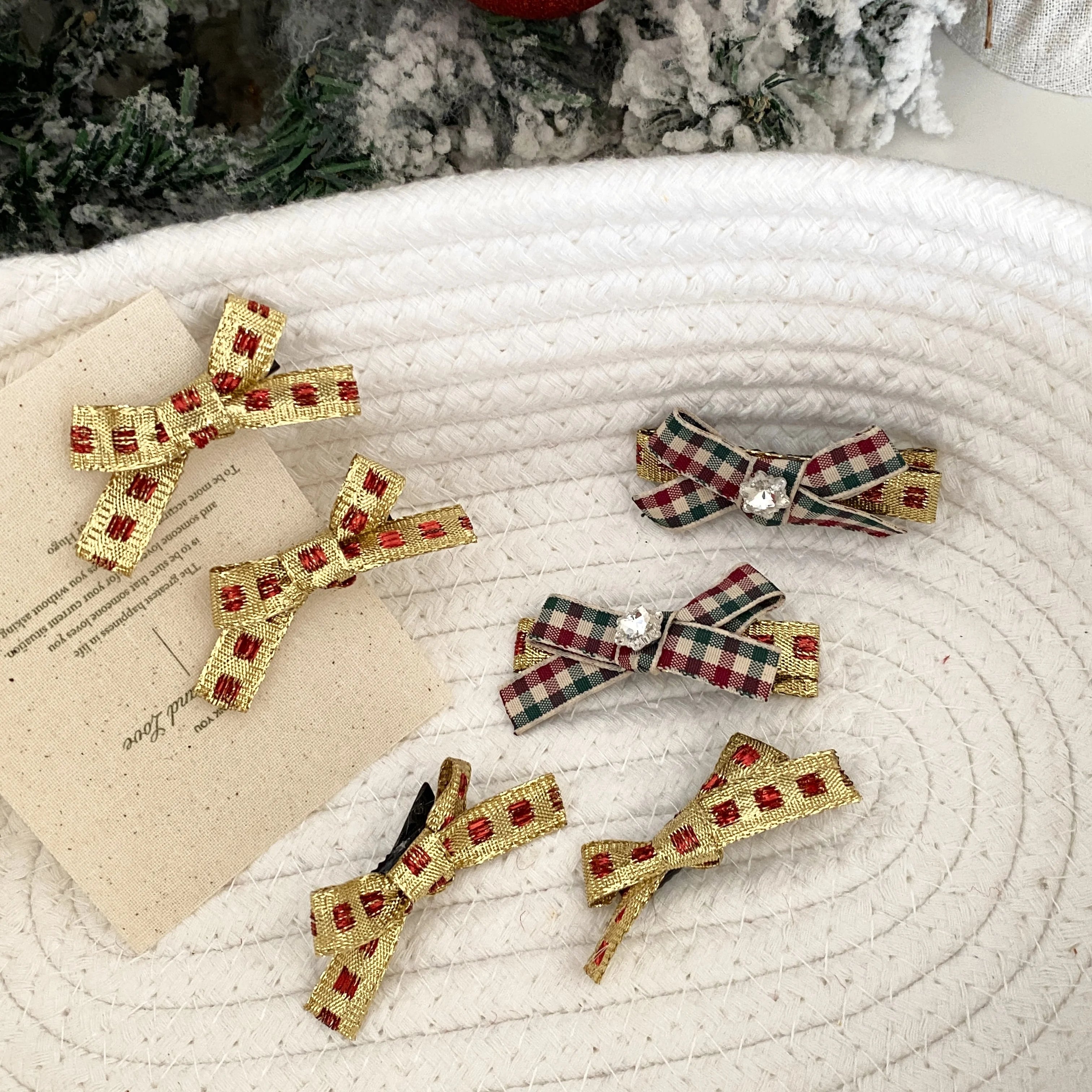 2025 Christmas Bowknot Plaid Hair Clips for Baby Girls Fashion Sweet Cute Classic Alligators for Kids Children Hair Accessories
