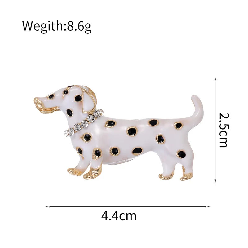 Fashion Polka Dot Dachshund Puppy Dog Brooches for Girls Trendy Cartoon Dog Pins Jewelry for Women Ladies Accessories Wholesale