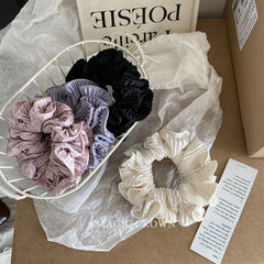 Elegant Solid Color Fabric Scrunchies Graceful Handmade Vintage Style Hair Ties for Women High Elastic Large Daily Use Accessory