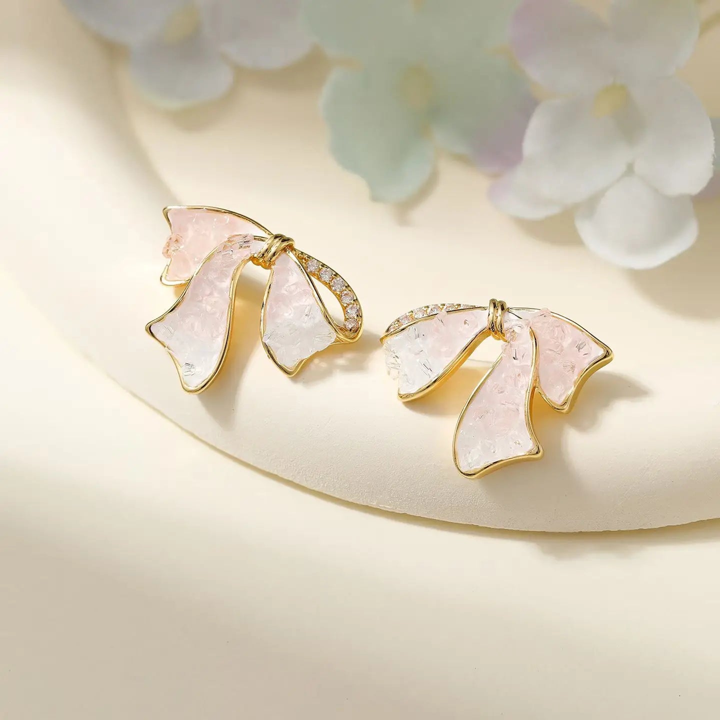 Girls Aesthetic Bow Pink Blue Small New Design Stud Earring Fashion Sweet Elegant High Quality Jewelry Accessories for Women Use