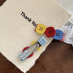 2025 New Design Acrylic Button Multicolor Small Alligator Clips Fashion Beauty Wholesale Stock Hairpins Accessories Kids Carton