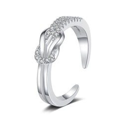 Women's Knot Open Rings Adjustable Minimalist Band With Cubic Zirconia Ring Sweet Cute Elegant Fashion Jewelry Gift Wholesale