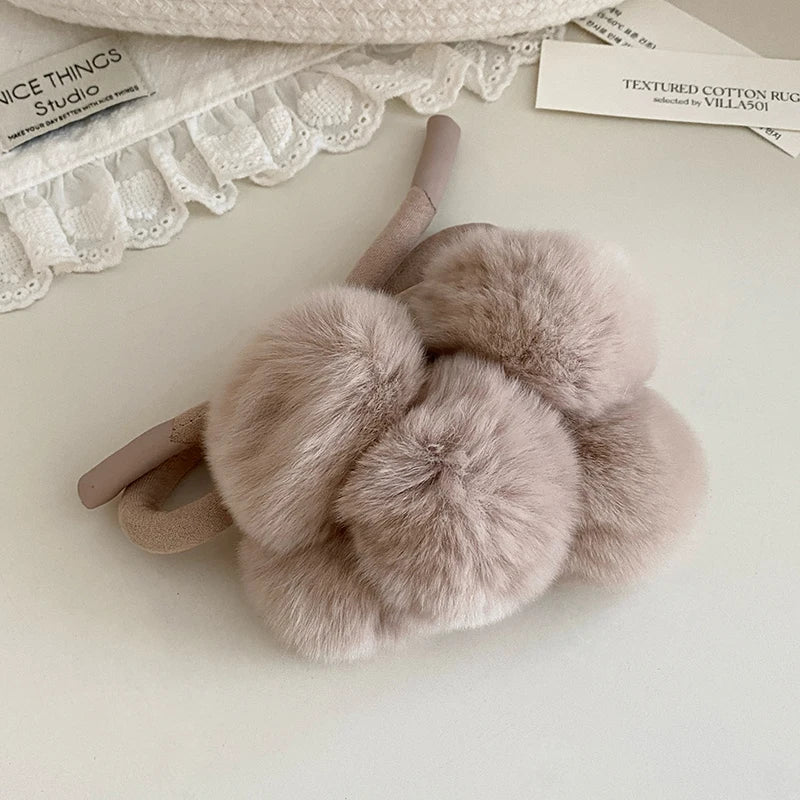 Women Plush Elastic Hair Ties Soft Fur Bow Hairband for Girl High-end Quality Korean Sweet Style Hair Ring Wholesale Accessories