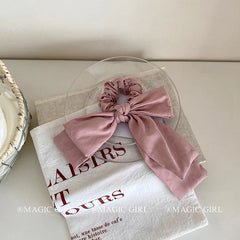 Solid Color Simple Bowknot Scrunchies for Girls Classic French Style Elegant Hair Ties for Women Ladies Hair Accessories Chic